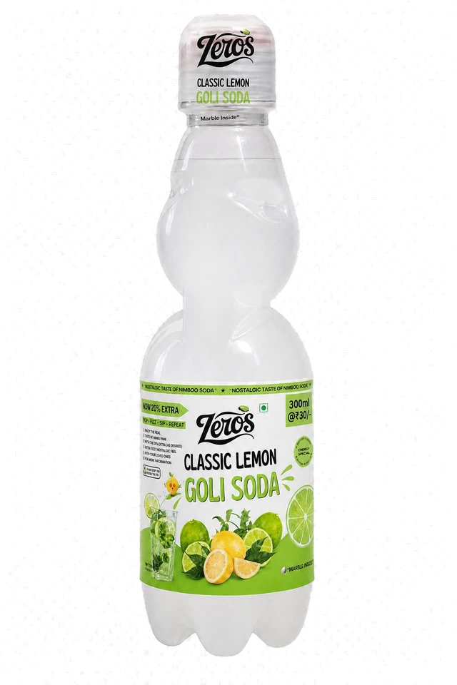 Zeros Classic Lemon Goli Soda 300 ml bottle supplied in Barsar