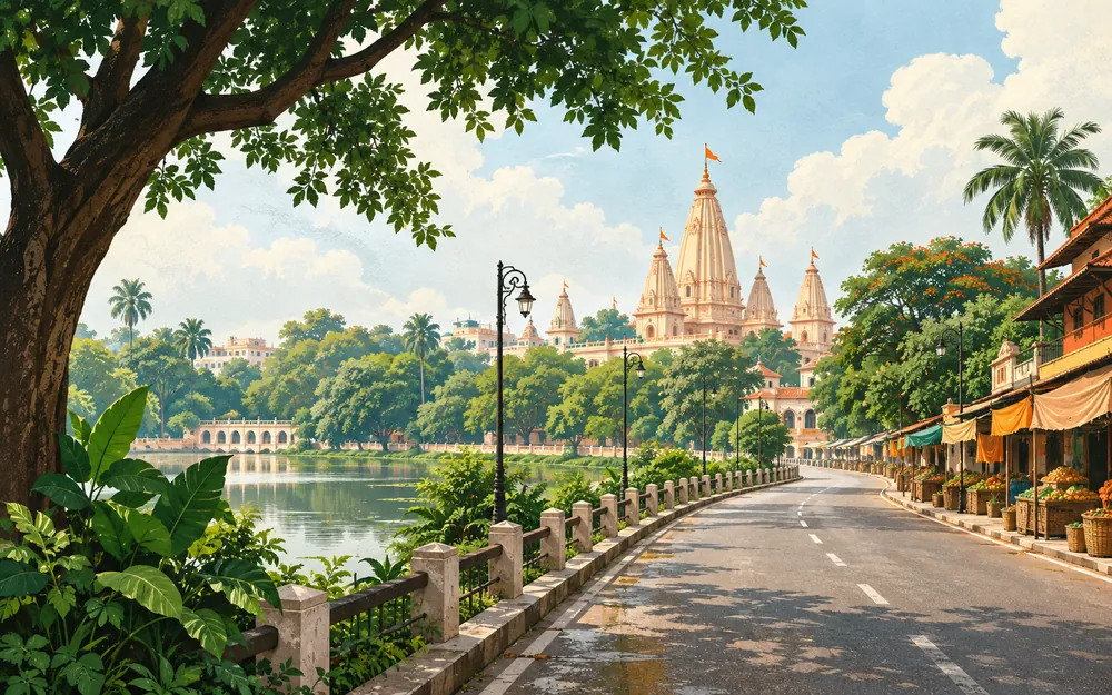 Illustrated Gorakhpur city gateway in eastern Uttar Pradesh